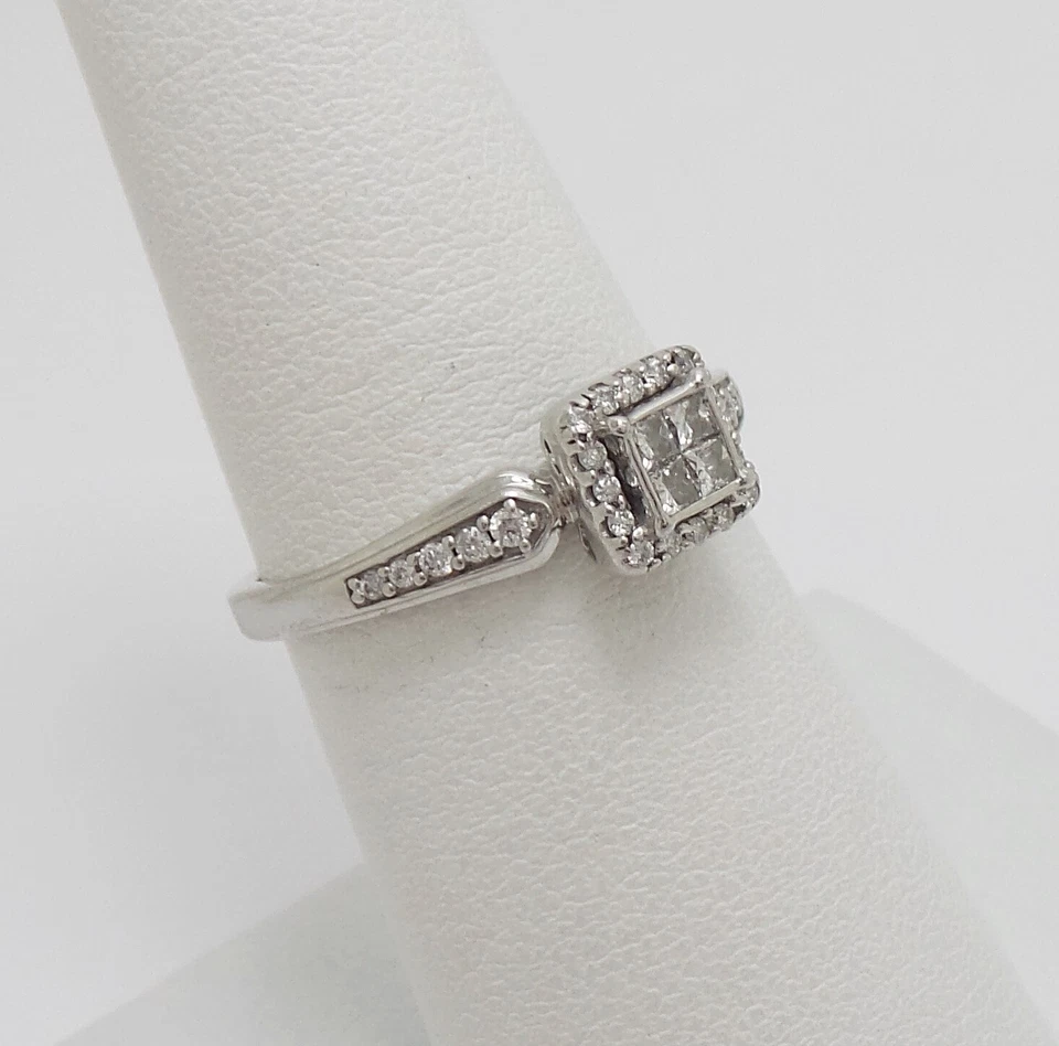 1/4CT Natural Diamond Anniversary Engagement Wedding Bridal Ring 10K White Gold - Image 2 of 4