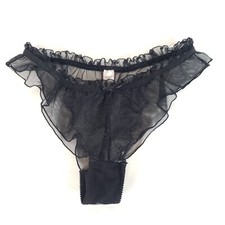 Victorias Secret Cheeky Panties Lace Sheer Mesh Ruffles Black 2009