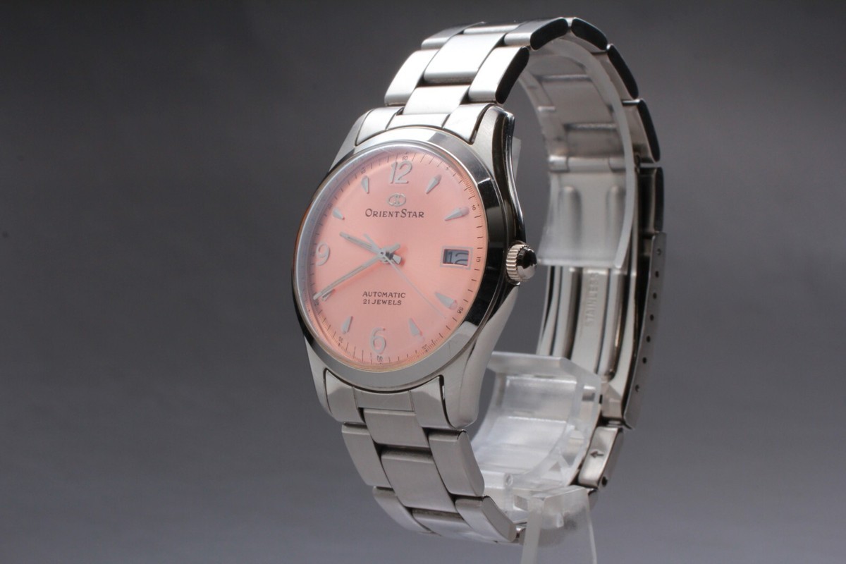 NEAR MINT] ORIENT STER 597302-70 Salmon Pink AT 21J Watch
