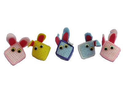Handmade Easter Bunny Rabbit Squeezums Candy Holders Party Favors VTG SET OF 5
