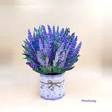G01-Pop Up Flower Bouquet Paper Craft Greeting Cards | Lavender | Mother, Birthd