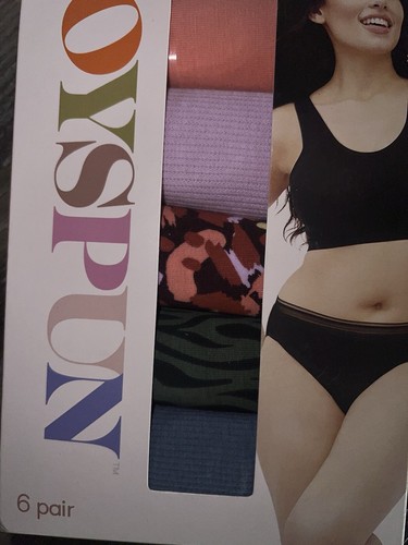 Joyspun ~ 6-Pair Women's High Cut Bikini Underwear Panties Cotton Blend ~ XL - Picture 2 of 3