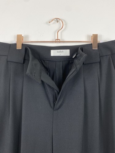 Ba&sh Trousers Womens Size 12 UK Black Tapered Wool Pleated Occasion 3 Bash - Picture 12 of 24