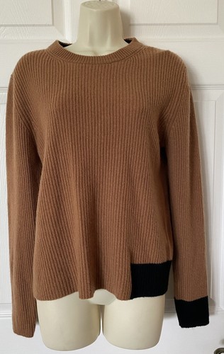 NWT Elie Tahari Brown & Black Block 100% Cashmere Sweater Sz XL $250 Nordstrom