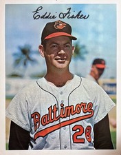 Baltimore Orioles Eddie Fisher Color Facsimile Autograph Photo 7 x 5.5 inches