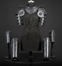Handmade Blackened Steel Female Knight Armor Set, Women  s LARP Cosplay Outfit