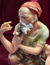 Vintage Lipper & Mann fisherman ceramic sculpture, c. 1950s