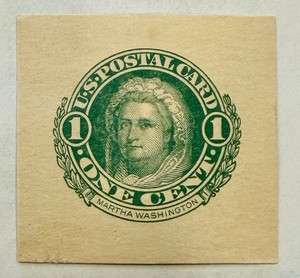 U.S. Postal Card Cut Squares 1c & 2c Martha Washington & 1c George Washington MH