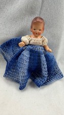 German Bisque Doll, 5.5 in Beautiful Blue Han...