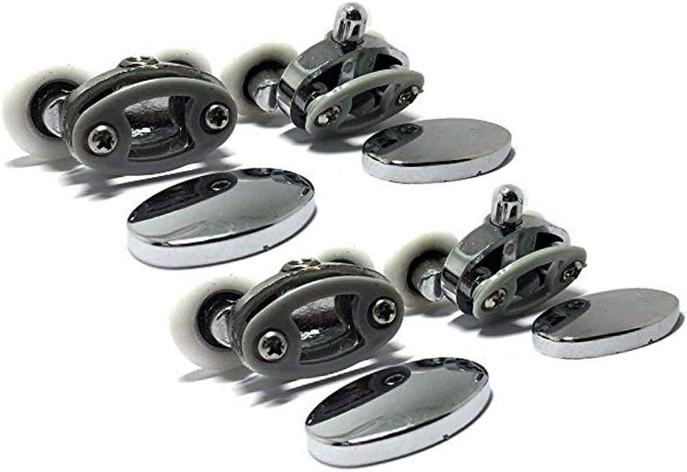 Smooth Set of 4 New Oval Metal Alloy Double Wheel Shower Door Rollers 23mm