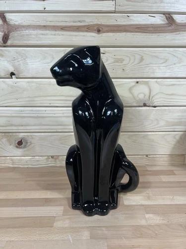 Vintage Large Royal Haeger black panther sitting upright statue Very Good Cond.