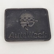 Vintage 1978 R S AutoWeek Auto Racing Magazine Car Culture Pewter Belt Buckle