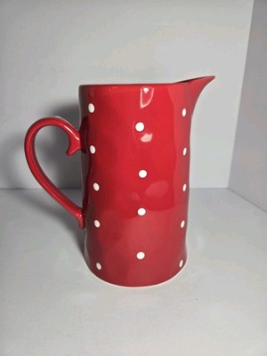 Maxwell & Williams Sprinkle LG Straight Jug Pitcher Red w/ Polka Dots 1.7L NOS