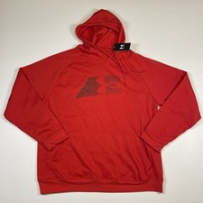 Under Armour Sweatshirt Men  s XL Red Fleece Graphic Hoodie Long Sleeve Loose Fit