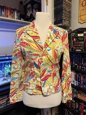 Tommy Hilfiger Women's Blazer Dark Pink Multicolor Floral Paisley Pattern