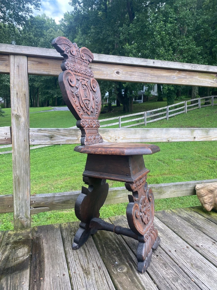 Antique Fantastic Carved Sgabello Chair Hall Stand - Image 2 of 4
