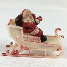 Vintage Celluloid Santa with Sack on Sleigh Mini Christmas Decor Hong Kong No 33
