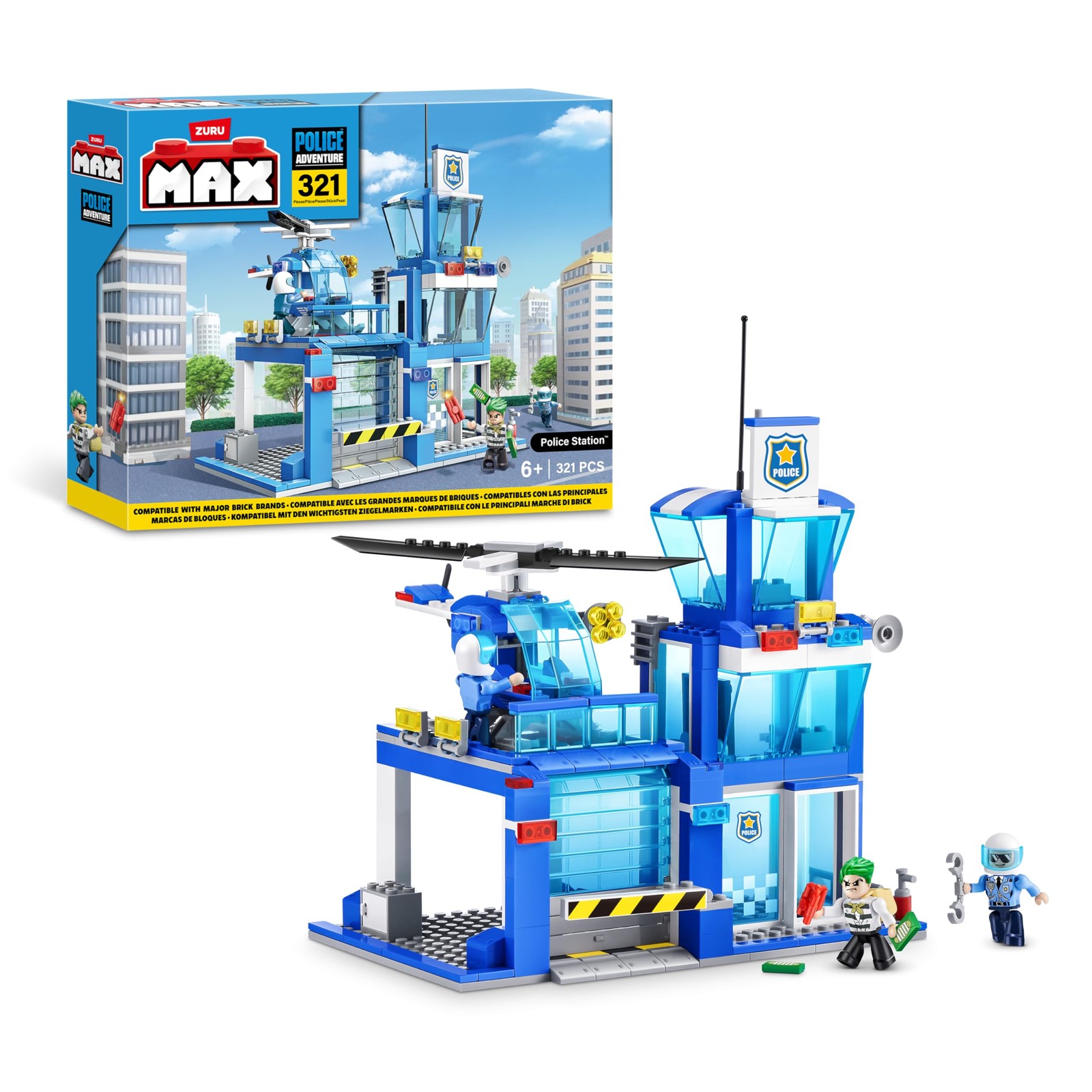Max Build More 83163 (321 Teile) MAX Adventure Spielset Polizeiwache Bausteine S