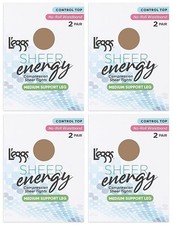 Pack 2 L'eggs Sheer Energy Size Q ControlTop NUDE Compression Tights 2 Pair/Box