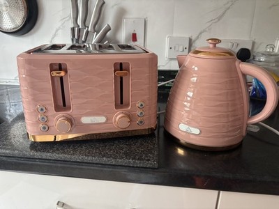 HOMCOM Wasserkocher und Toaster Set 1,7 l Wasserkocher & 4 Scheiben Toaster, Hellrosa