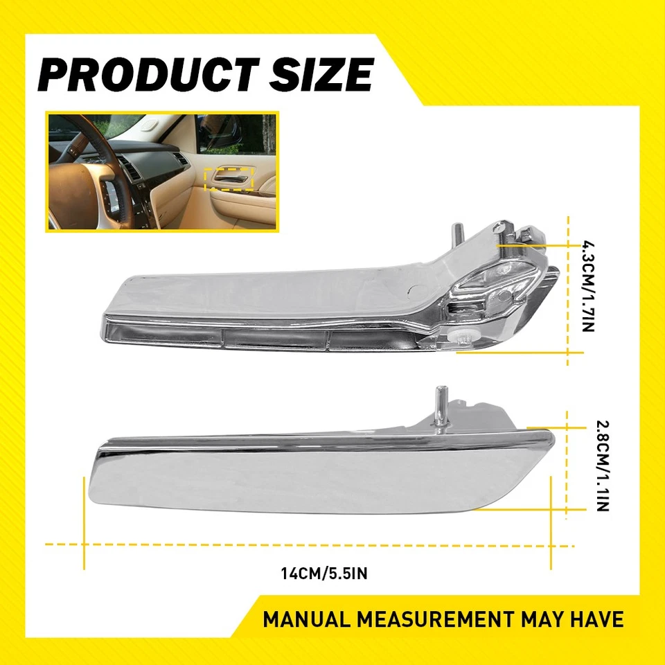 Manija de puerta interior cromada ReKit Fit 2007-14 Chevy Suburban GMC Yukon XL 4-40X Foto 4 de 4