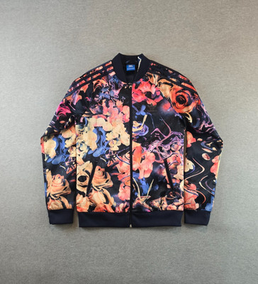Adidas Originals Track Jacket Girls 13-14 Floral Rose Print Superstar BQ3977