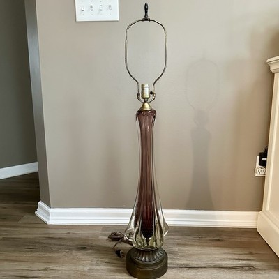 Vtg Large Murano Glass Flavio Poli Seguso Sommerso 1950s Aubergine Fin Lamp 42 