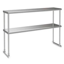 2-Tier 48" Overshelf for Prep & Worktable Stainless Steel Adjustable Lower Shelf