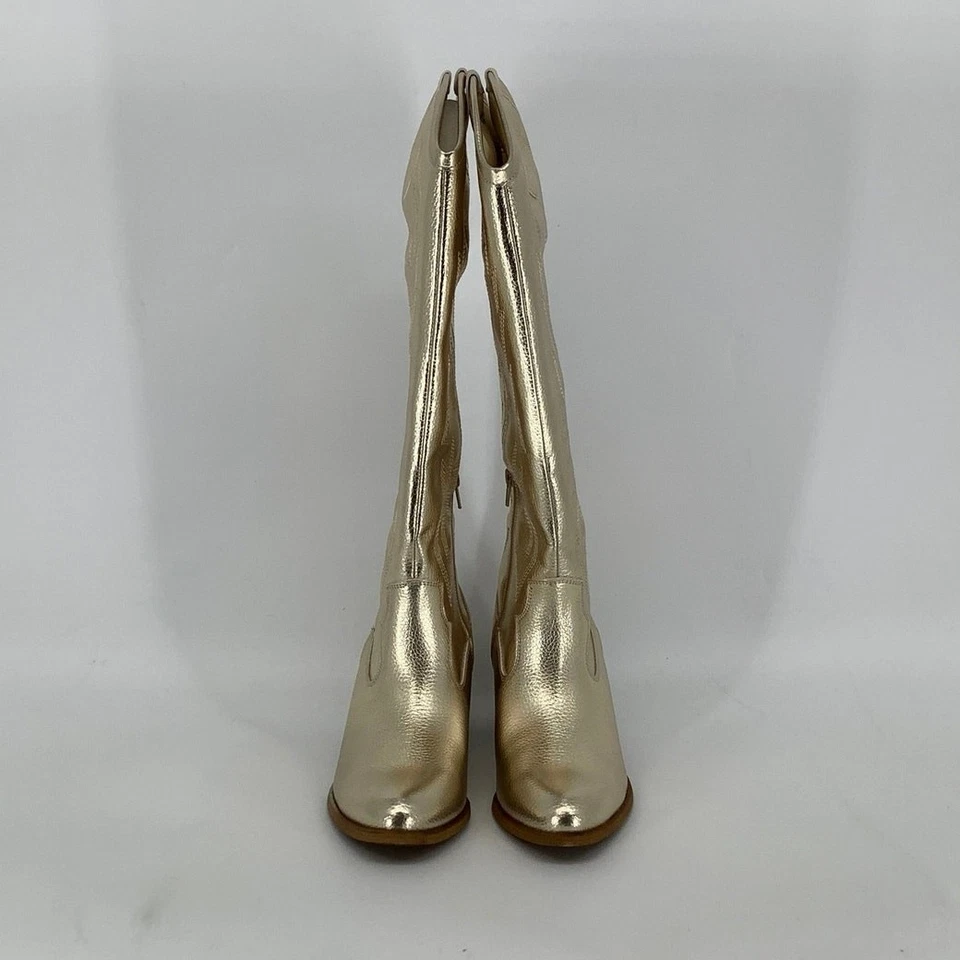 Грязное белье 9 золотой металлический ветра колена Western ботинки блок каблуки M33-7 - Изображение 2 из 4