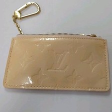 Louis Vuitton Monogram Vernis Key Ring Coin Case Beige Pochette Cles Authentic