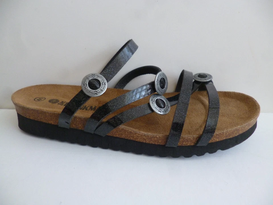 Dr. Brinkmann Damen Pantoletten Hausschuhe Sandalen Schuhe schwarz Lack 700175 - Bild 1 von 4