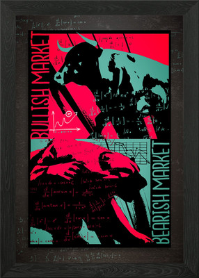 Bulls Vs Bears Neon Framed Wall Art Poster Canvas Print Picture