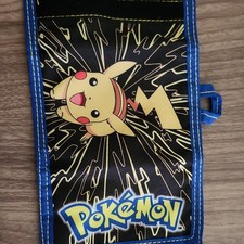 Pok mon Pikachu Trifold Nylon Wallet w/ ID Window Zippered Pocket Black