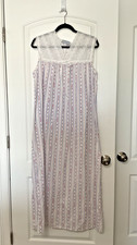 Lanz of Salzburg Cotton Sleeveless Long Nightgown Strawberry Stripe L-NWOT USA