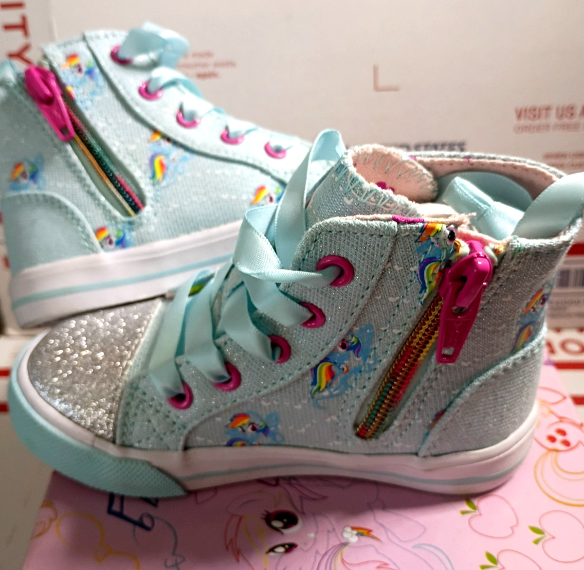 High Top Blue Rainbow  Walking Shoes 7 Us