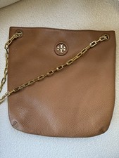 Tory Burch Tan Bark Swingpack Leather Crossbody Bag Convertible Strap Whipstitch