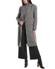 Lafayette 148 New York Notch Collar Two-Button Linen & Wool-Blend Coat Women's