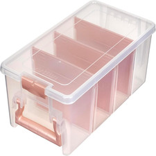 Semi Satchel Portable Craft Organizer with 3 Dividers - Clear Plastic Storage Ca