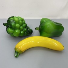 Art Glass Vegetable Fruit Lot Yellow Banana Grapes Green Pepper