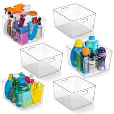Clear Plastic Storage Bins   XL 6 Pack Perfect Kitchen or Pantry Organization...