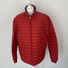 Tommy Hilfiger Red Arizona Puffer Jacket Down Feather Coat Packable Size XL Mens