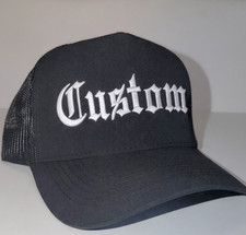 Custom Text Old English Embroidered Baseball Hat - Classic Fit Trucker Two Tone
