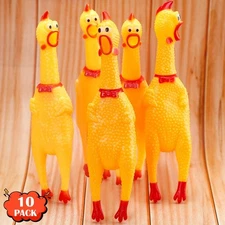 Gejoy 10 Pcs Large Screaming Chicken Dog Toys 11.8 Inch Rubber Squeaky Chicken P