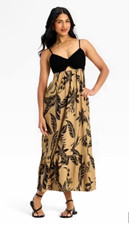 Wild Fable Women s Black/Brown Floral V-Neck Spaghetti Strap Sundress M