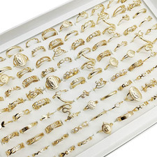 30Pc/Lot Gold Color Finger Rings for Girls New Love Snake Animal Butterfly Cutou