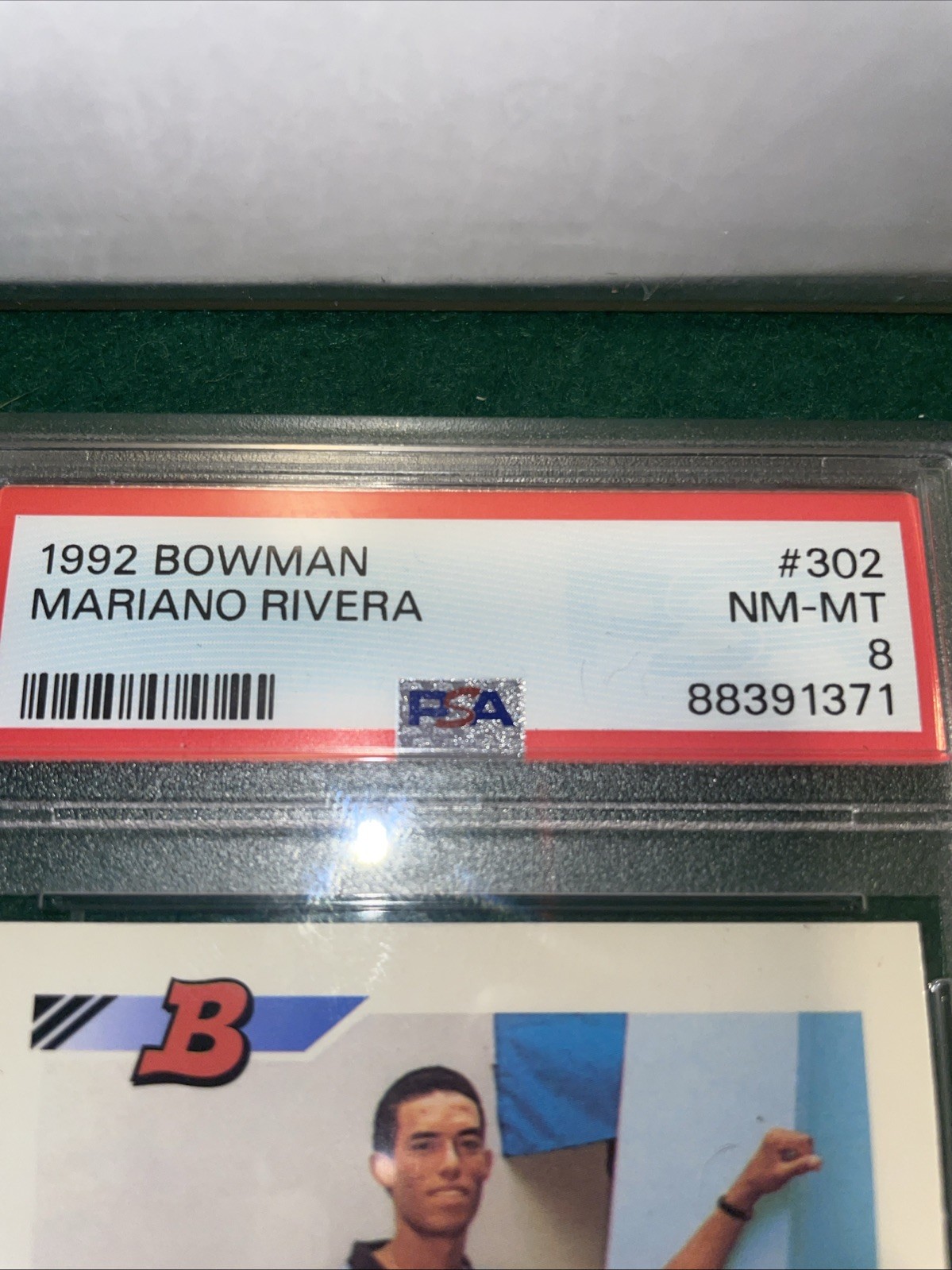 1992 Bowman Mariano Rivera PSA 8 view 2