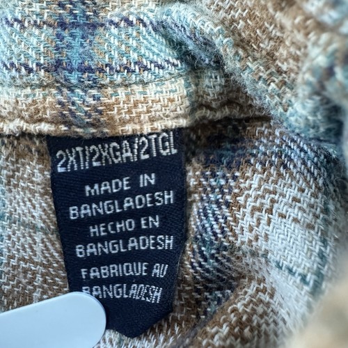 Wrangler Wrancher Pearl Snap Flannel Shirt Mens 2XT Brown Plaid Vintage Pockets - Foto 9 di 10