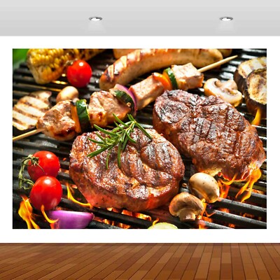BBQ Grill Pfahl Flammen Display Chili Wandbild Aufkleber Wandaufkleber Poster Vinyl S272