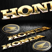 6" 3D 4mm Thick Emblem+2.125"Wing Logo Fairing Badge Tank Sticker for Honda Gold