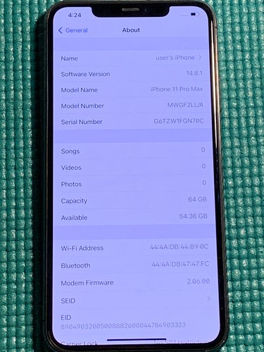 Apple iPhone 11 Pro Max 64GB Space Gray (Unlocked) A2161 (CDMA + GSM) Read - Afbeelding 9 van 11